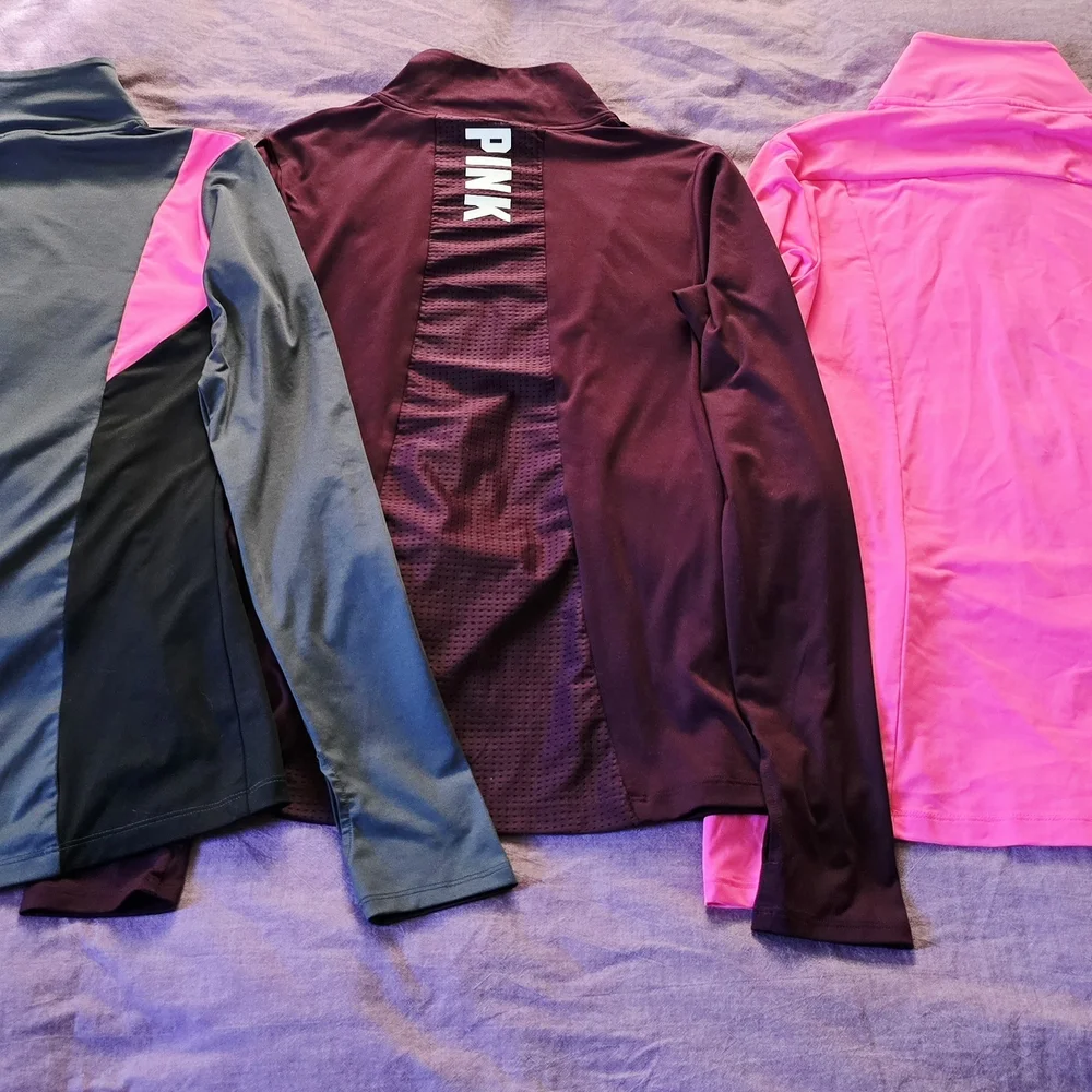 Pink and Burgundy Quarter-Zip Tops - Picture 2 of 2